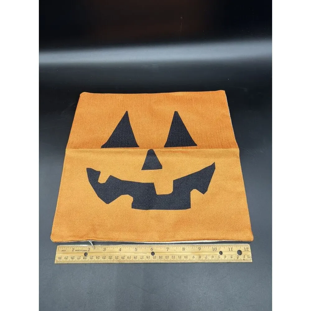 Halloween Pillow Case Covers 12x12 Set of 4 Decorative Jack O'Lantern Witch
